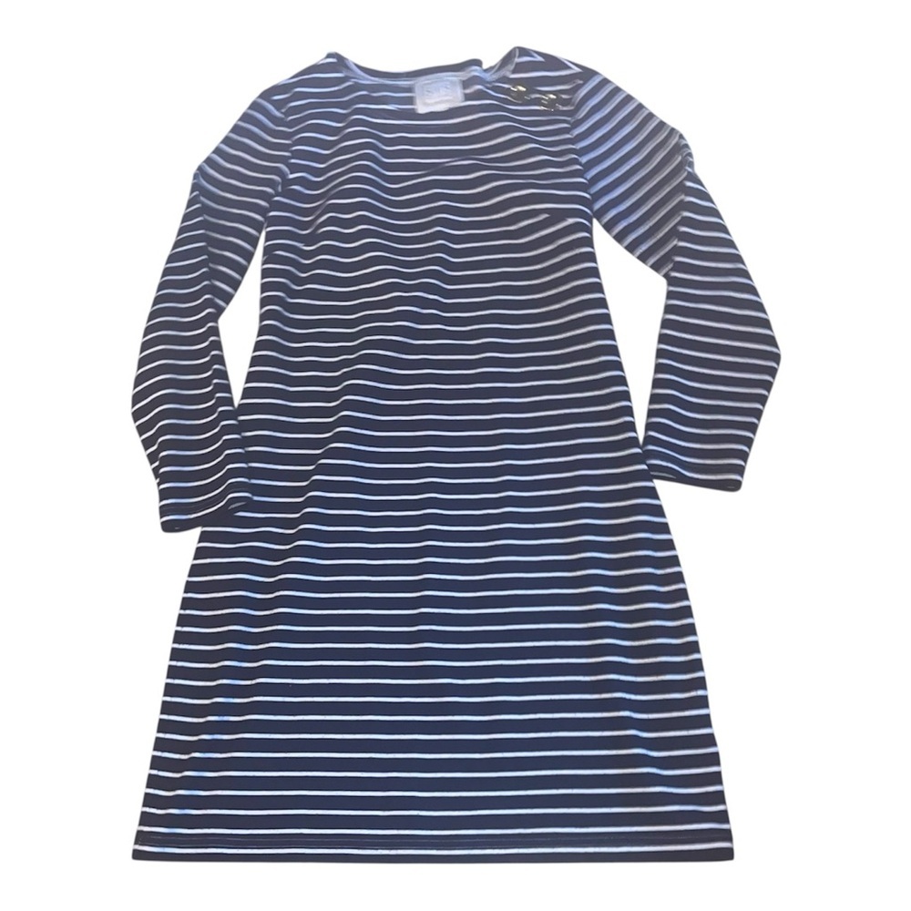 Sail to Sable STS Striped Long Sleeve Knit Shift Dress with Shoulder Buttons